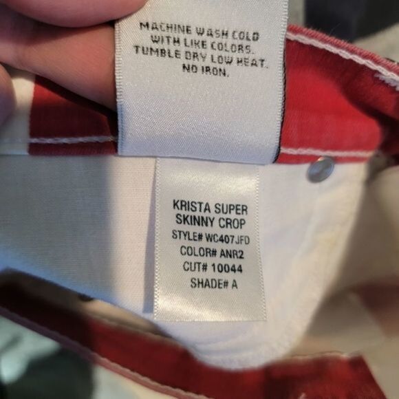 New Hudson Krista Super Skinny crop pants British flag print red blue white - Picture 10 of 10